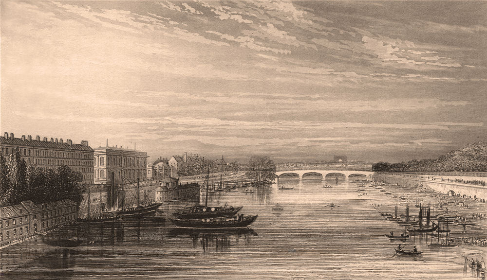 PARIS. Pont de la Concorde from Pont Royal. BICKNELL 1845 old antique print